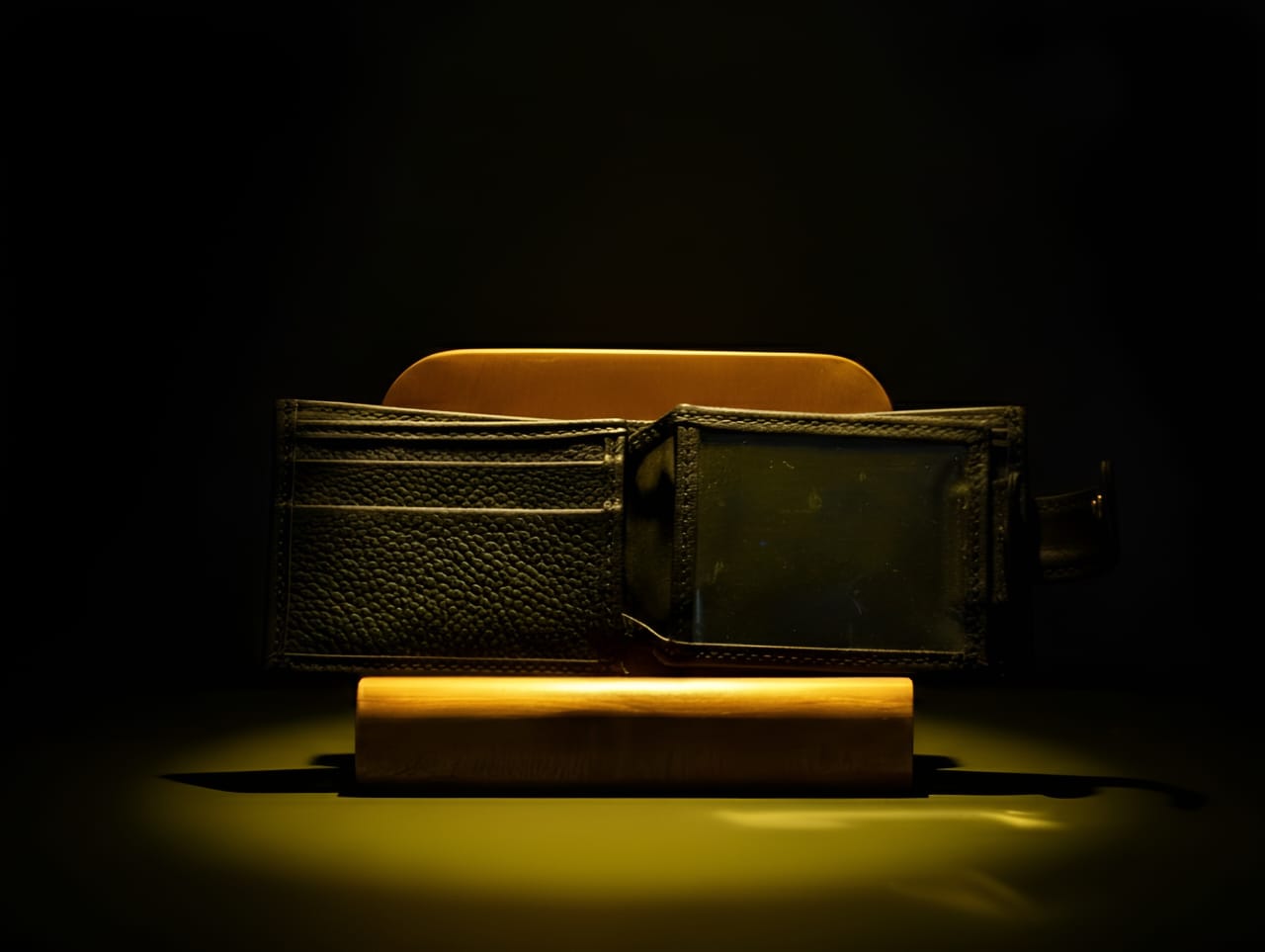 Black cow leather dollar size wallet elegant 