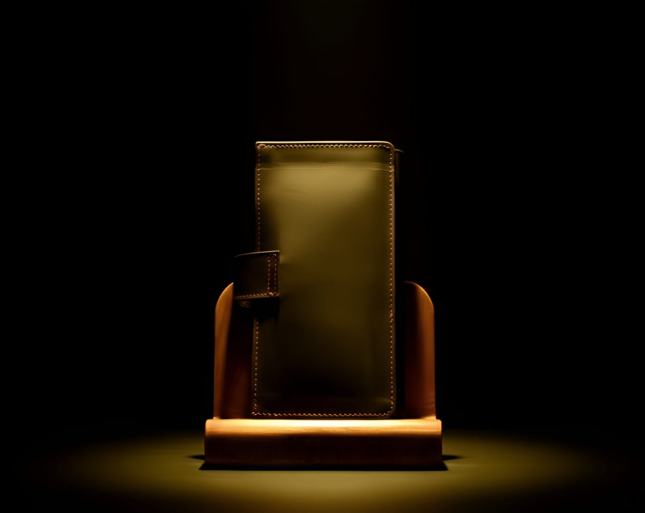 Trust Carries Black Cow Leather Wallet with Red Stitch Long Wallet side