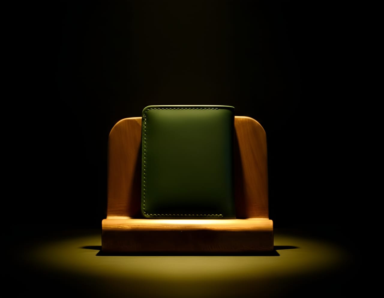 Trust Carries Military Green Soft Cow Leather Cardholder Front View