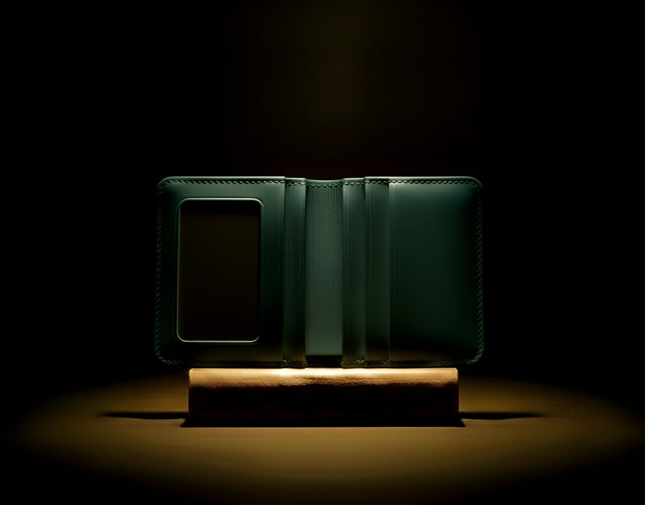 Trust Carries Military Green Soft Cow Leather Cardholder Open View