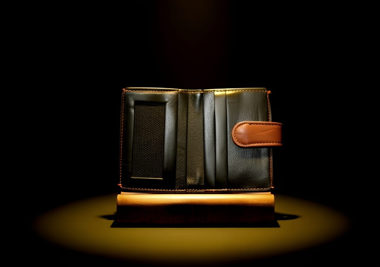 Trust Carries Premium Cow Leather Cardholder with Button Strap Black Brown