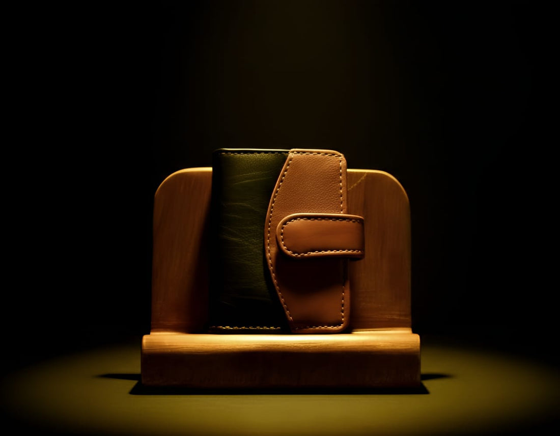 Trust Carries Two Color Lopy Cardholder Black and Brown Cow Leather
