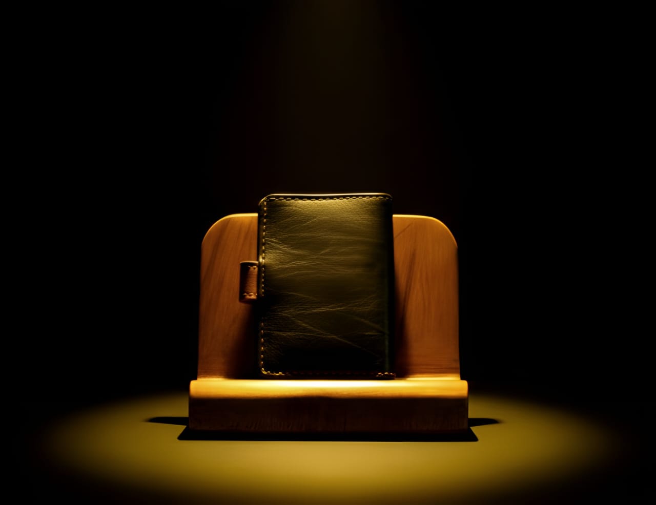 Trust Carries Two Color Lopy Cardholder Black and Brown Cow Leather side view