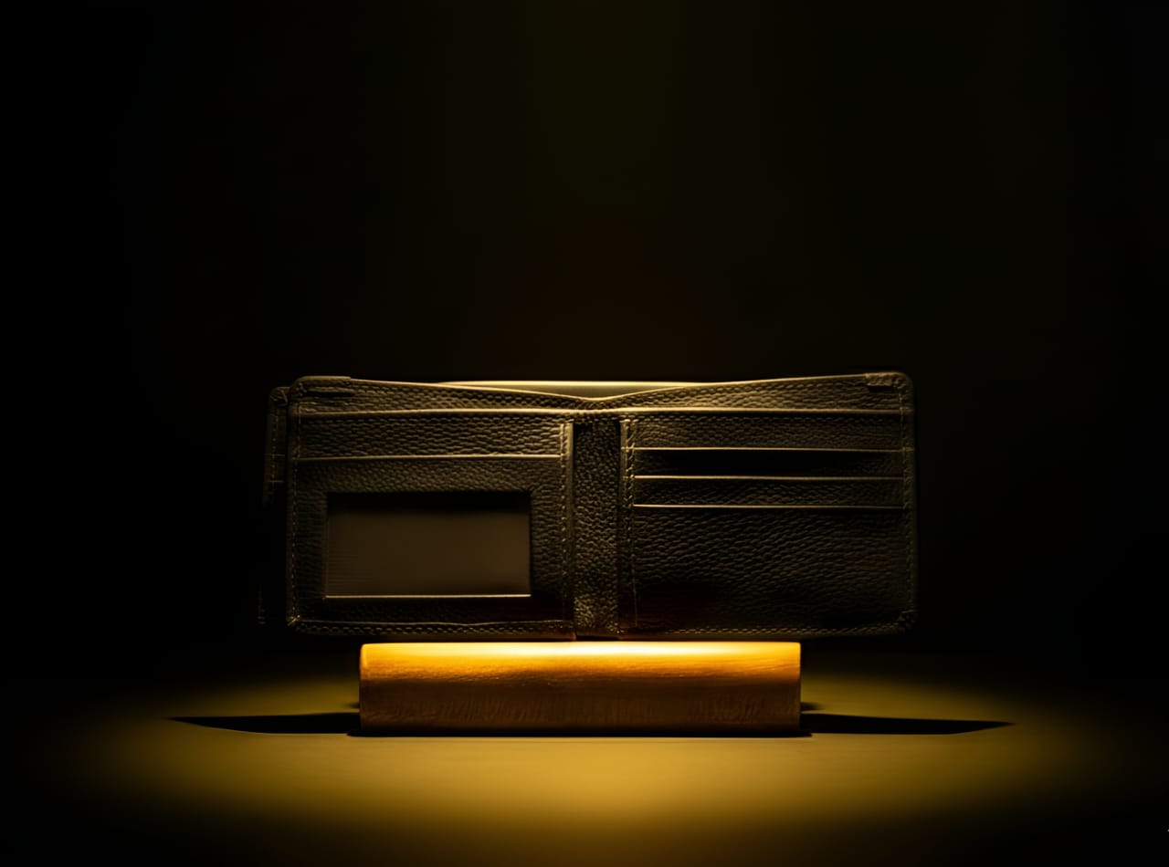 Trustcarries Black Bifold Leather Wallet Open View