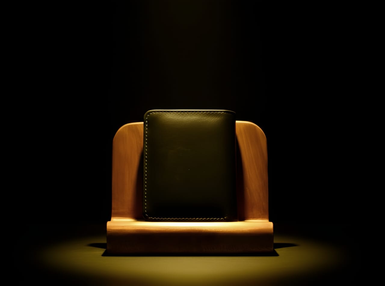 Trustcarries Black Buffalo Leather Katta Cardholder Front View