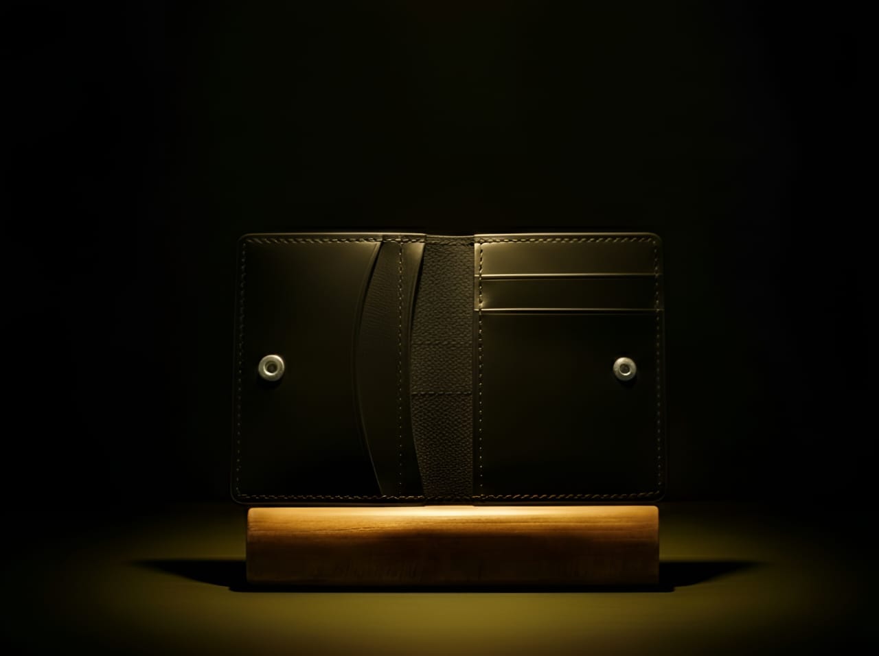 Trustcarries Black Leather Button Card Wallet Interior
