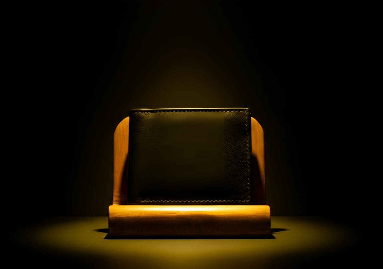 Trustcarries Black Slim Bifold Wallet with Coin Pocket Side View