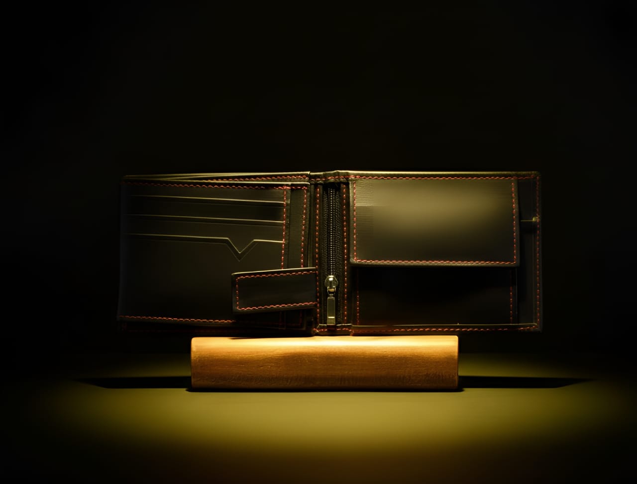 Trustcarries Black Slim Book Style Wallet Open View