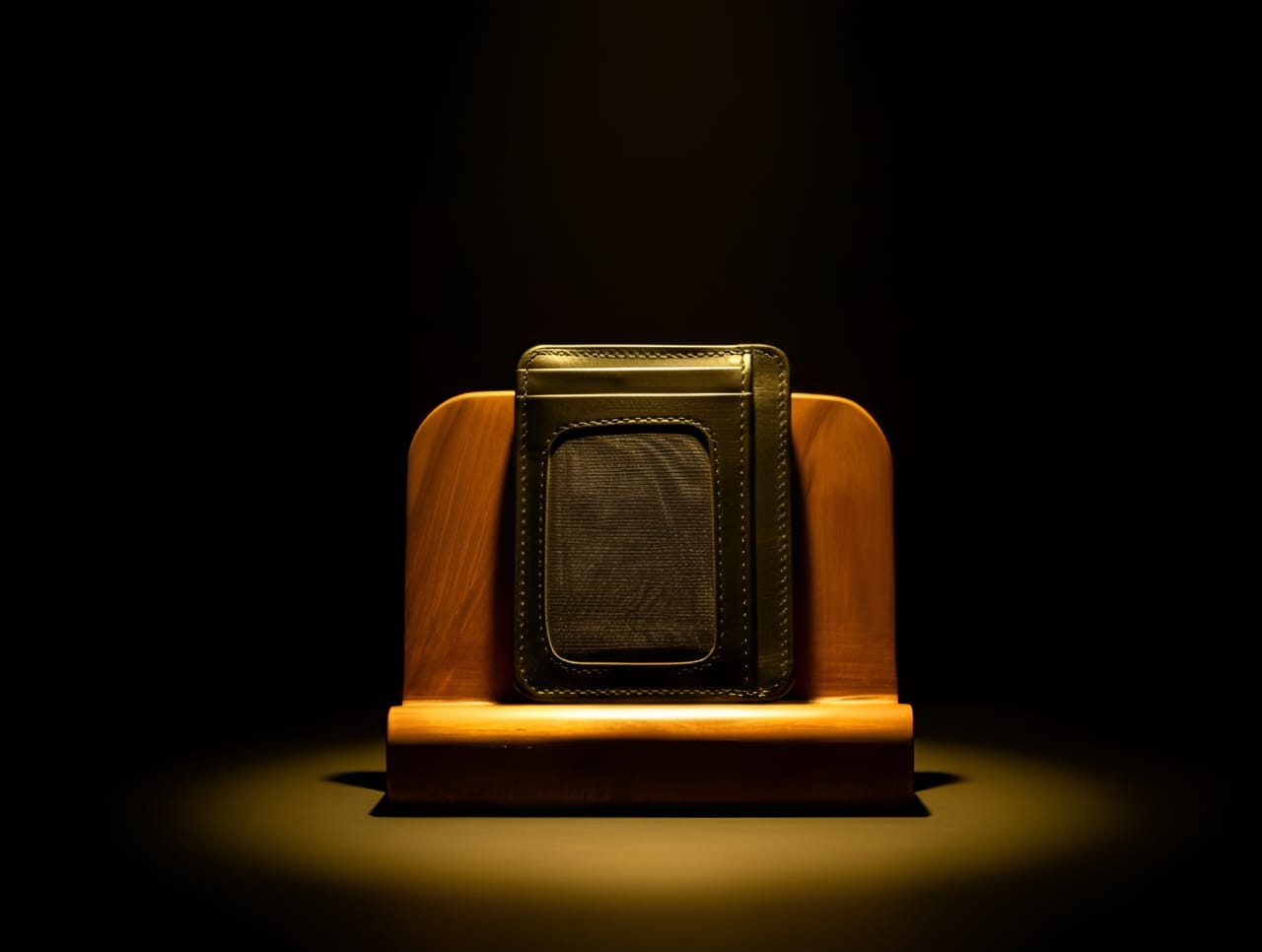 Trustcarries Black Slim Buffalo Leather Frame Card Wallet Open View