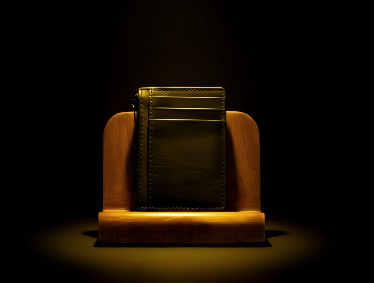 Trustcarries Black Slim R-Zip Leather Wallet Side Angle