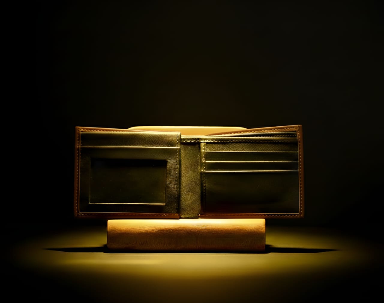 Trustcarries Brown Sheep Double Thread Leather Wallet for Men inside