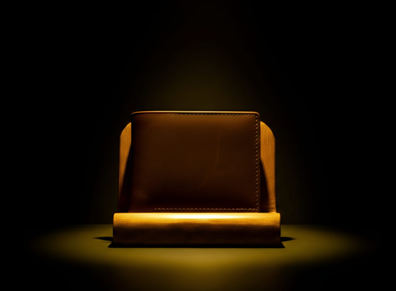 Trustcarries Brown Slim Bifold Genuine Leather Wallet Angle View