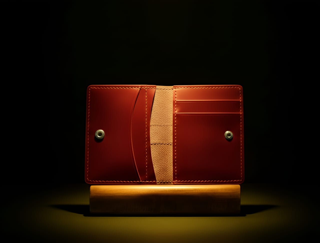 Trustcarries Mehroon Leather Button Wallet Open Interior