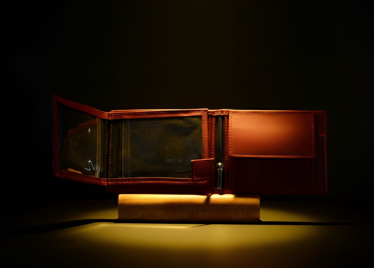 Trustcarries Mehroon Slim Book Wallet Open Interior