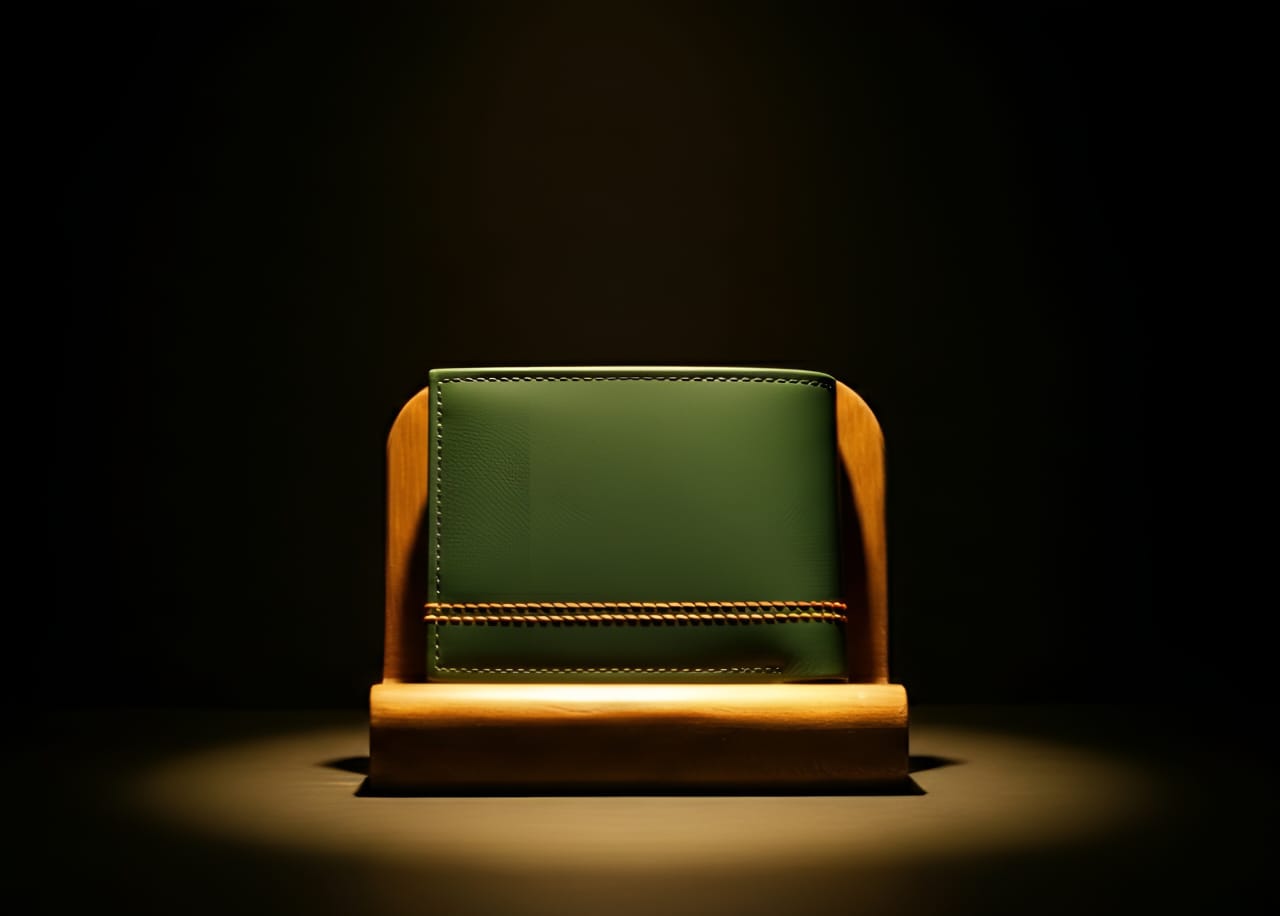 Trustcarries Military Green Sheep Double Thread Leather Wallet for Men Front