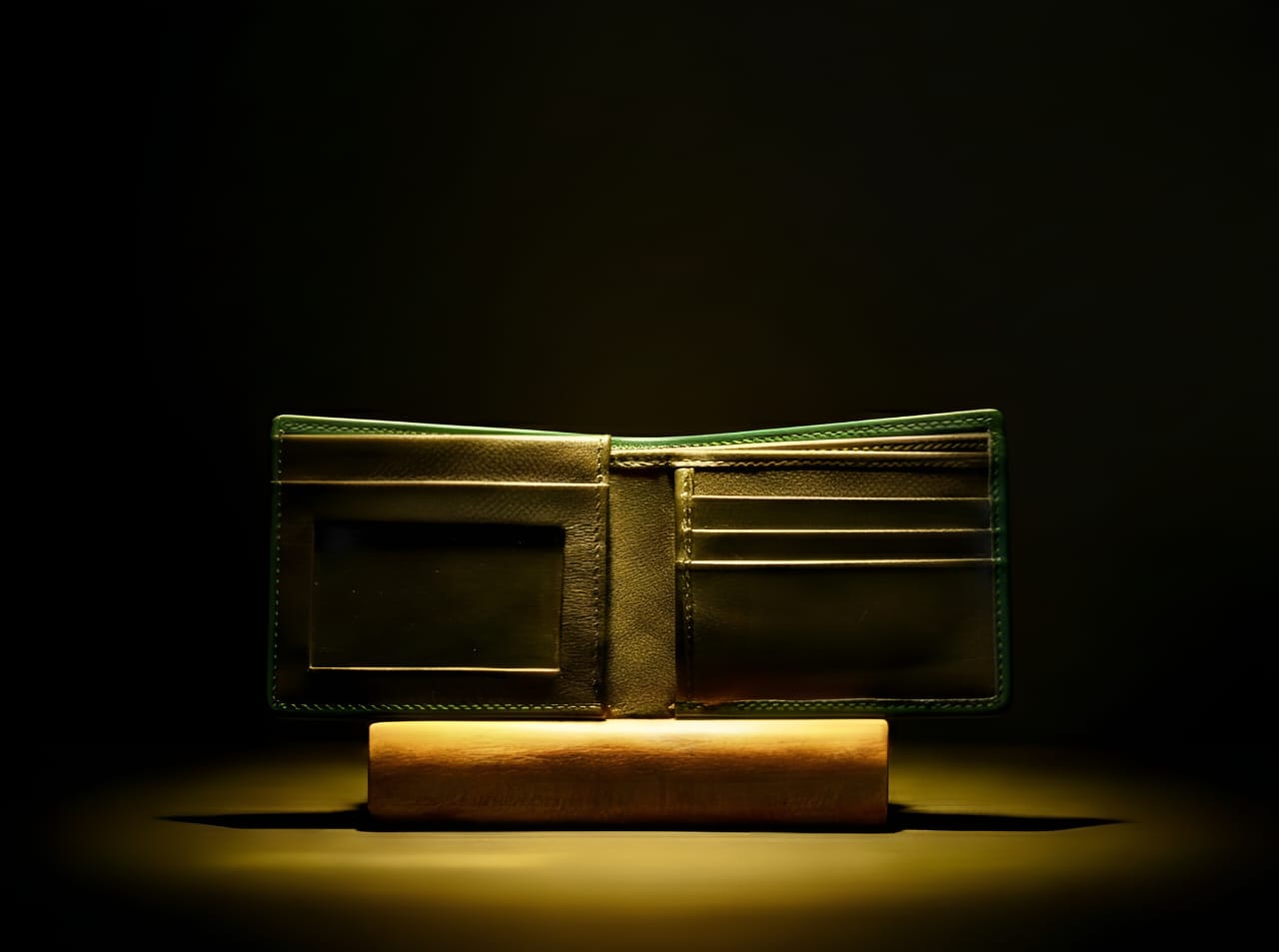 Trustcarries Military Green Sheep Double Thread Leather Wallet for Men inside