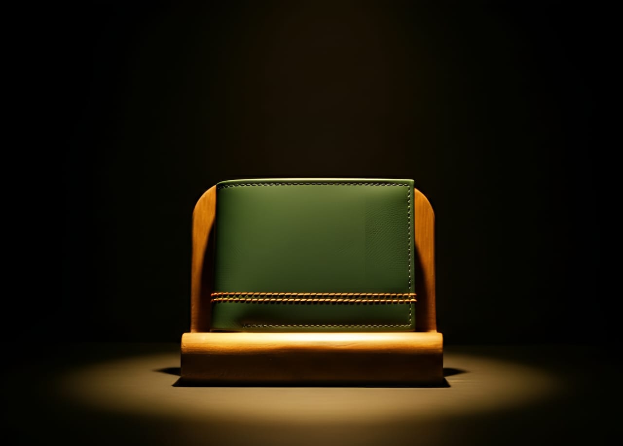 Trustcarries Military Green Sheep Double Thread Leather Wallet for Men side