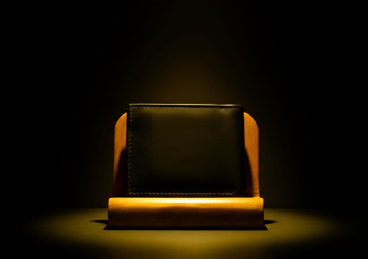 Trustcarries Sheep Leather Wallet with Coin Pocket Black Front View