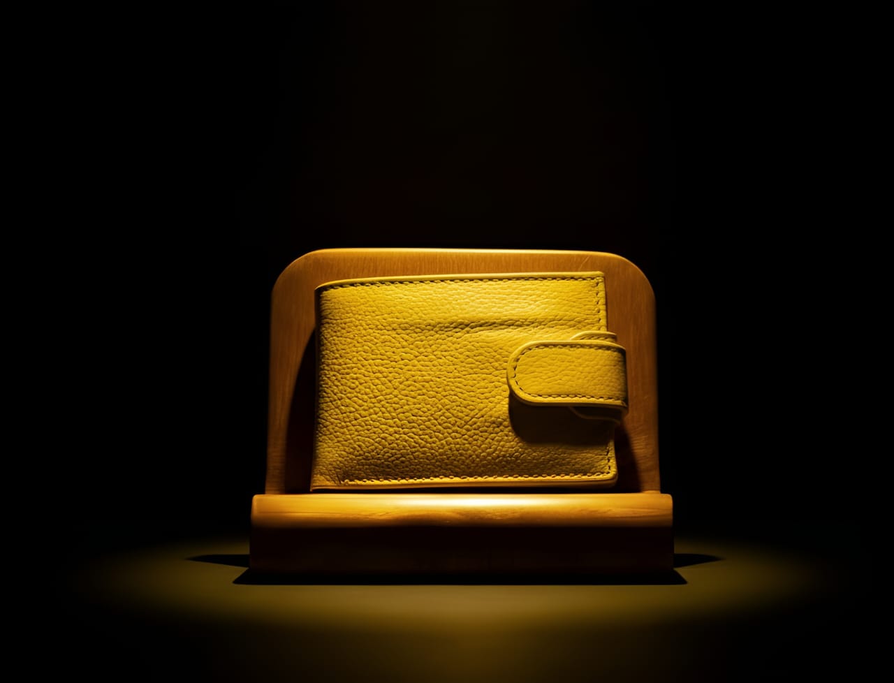 Yellow cow leather dollar size wallet front view