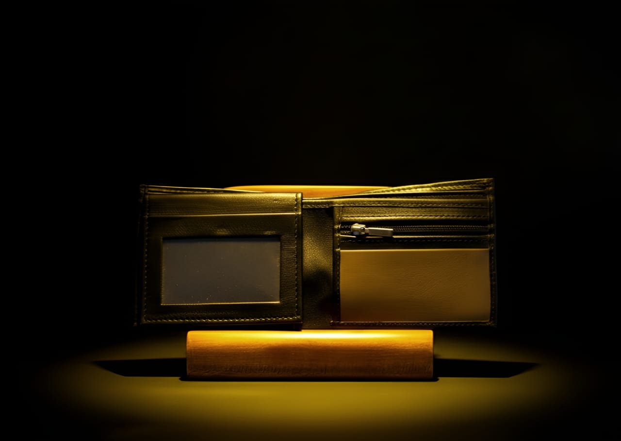 black sheep leather crocodile wallet inside view